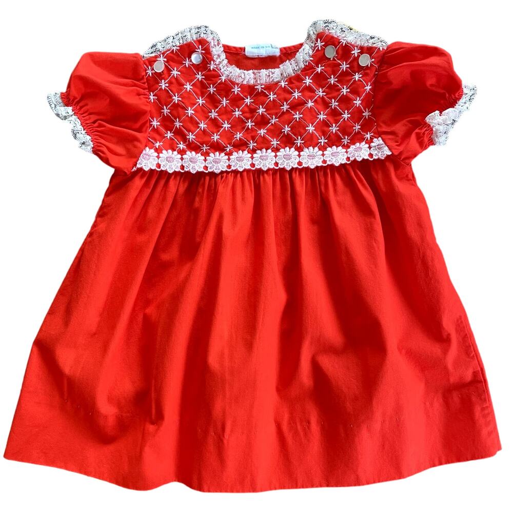 Vintage Children's Kid's Toddler's Red Nannette Dress 2T/3T